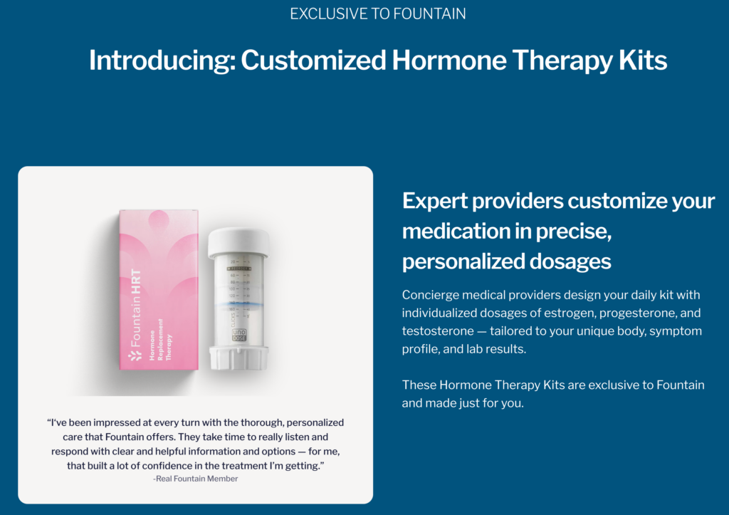 Fountain's customized hormone therapy kits