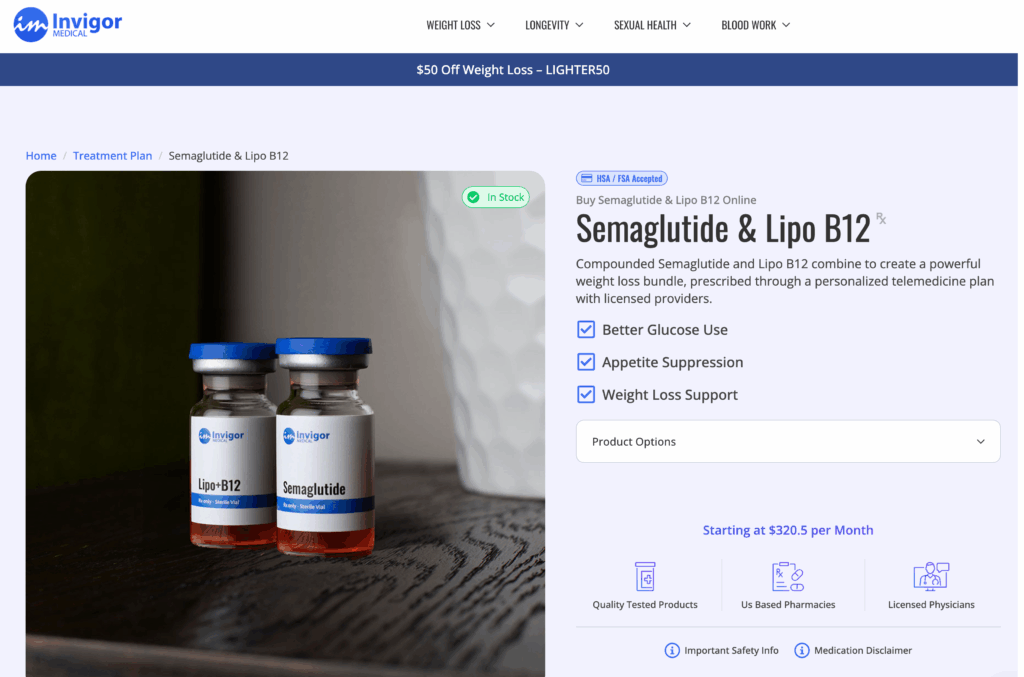 Invigor Medical semaglutide & Lipo B12