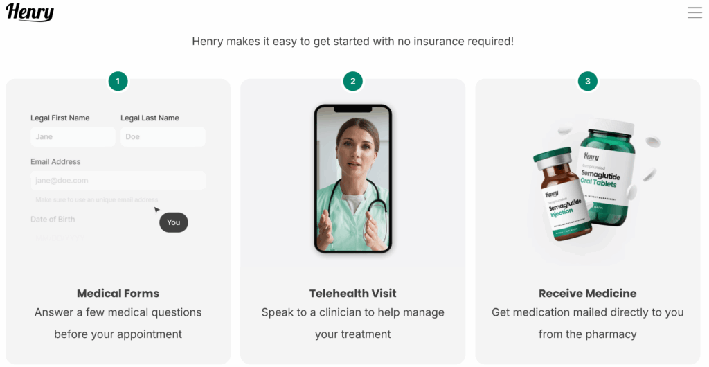 Henry Meds process for getting a GLP-1 consultation