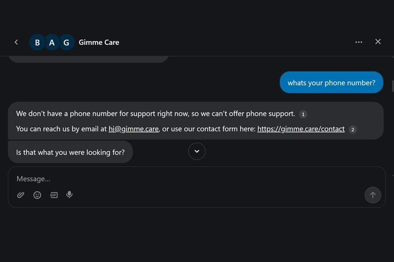 Phone contact details.