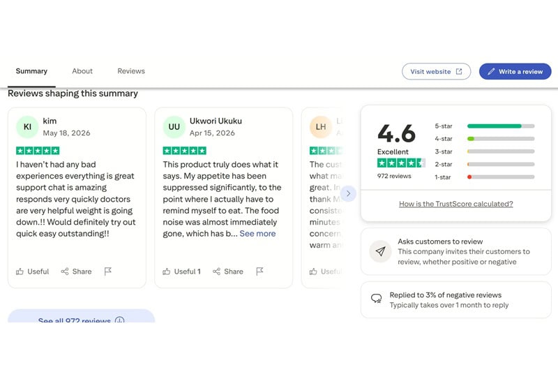 Effecty's Trustpilot page showing the 4.6 rating.