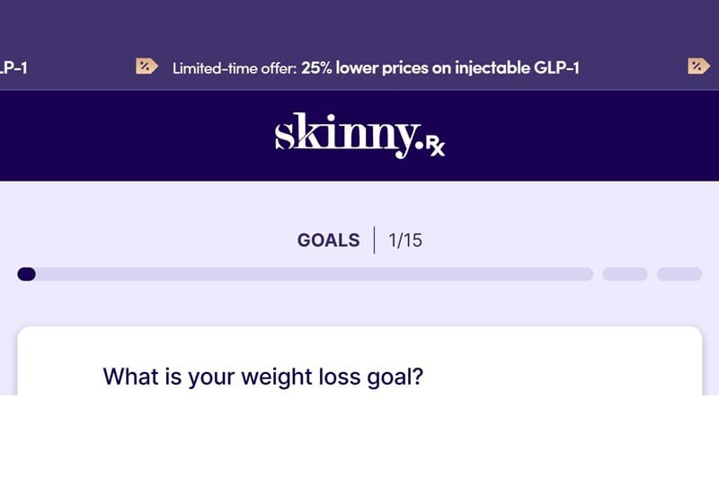 SkinnyRx checkout countdown timer telling users to complete the process within 15 minutes.
