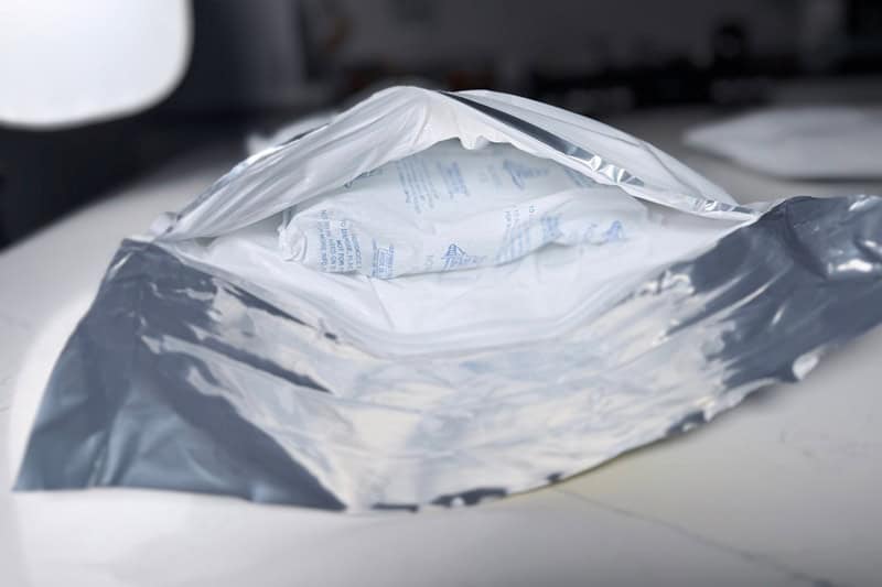 Polly insulated foam package with two gel ice packs.
