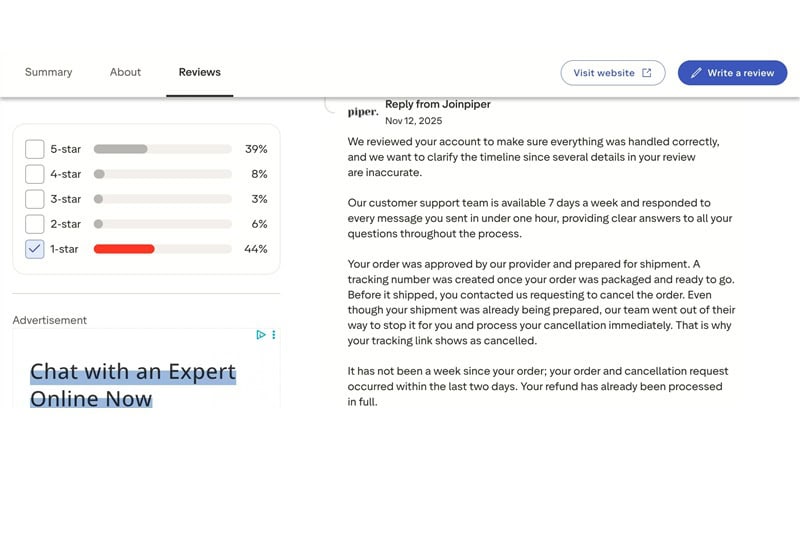 Polly Trustpilot 2.9 rating.