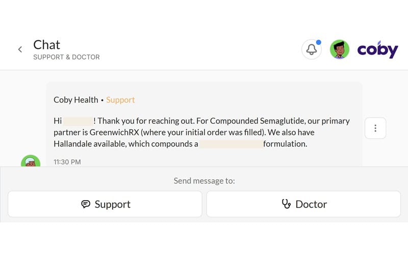 Coby chat experience.