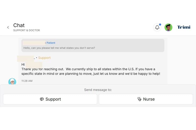 Trimi chat experience.