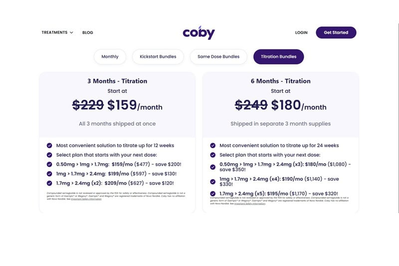 Coby site price details.