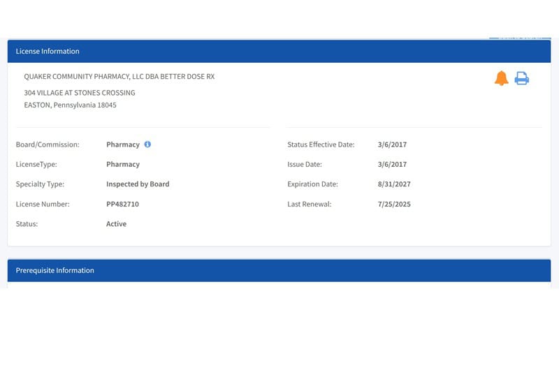 Pharmacy partner disciplinary records.