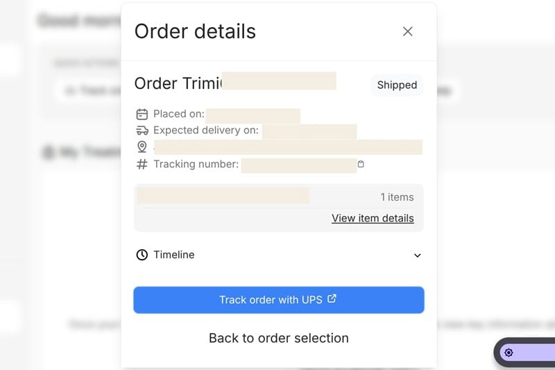 Trimi tracking message.