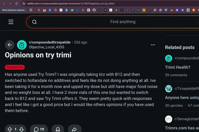 Reddit post on Trimi.