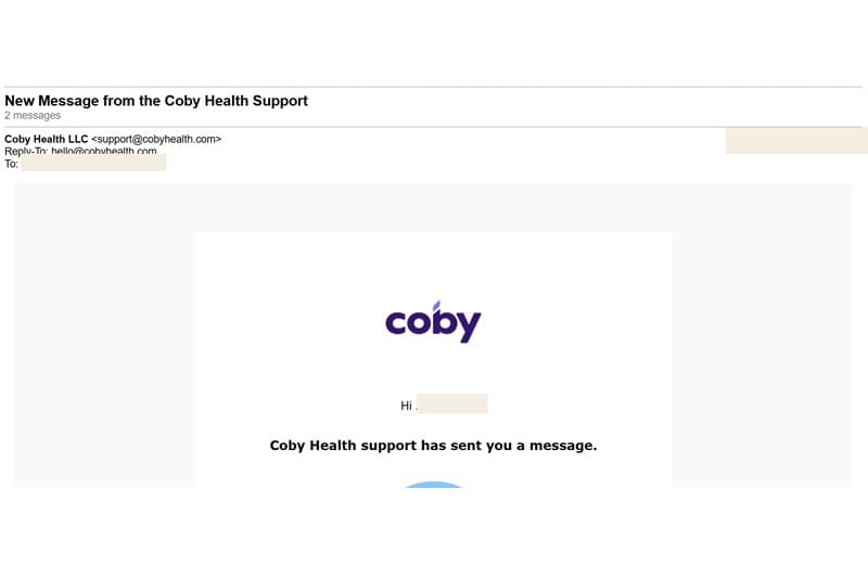Coby email reply from support.