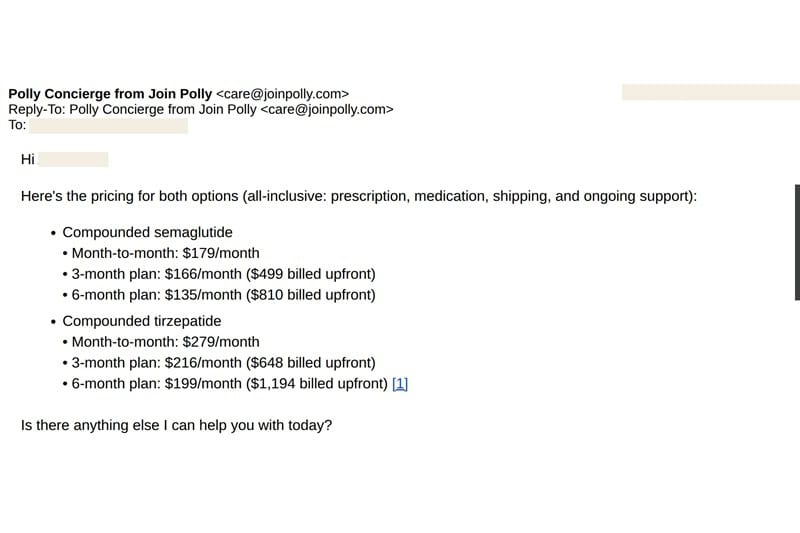 Email from Polly support.