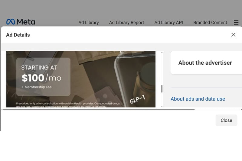 IVIM "starting at $100" pricing advertisement.